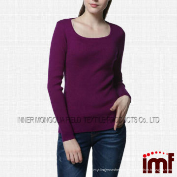 Femmes Automne Col Rond Laine Rayures Tricots en Violet